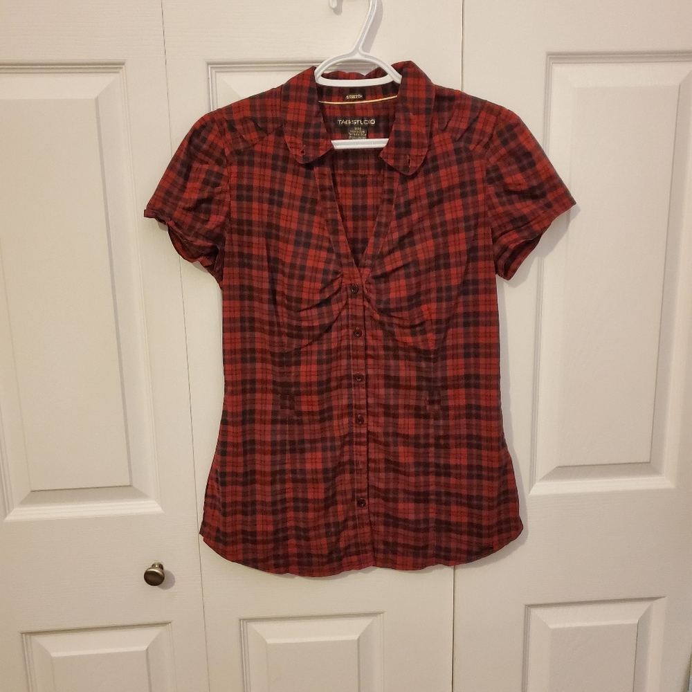 Red and black blouse
